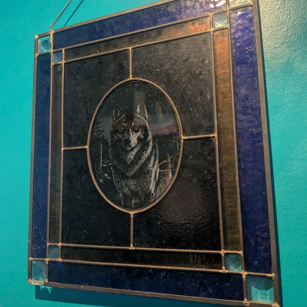Wolf Stained Glass Panel